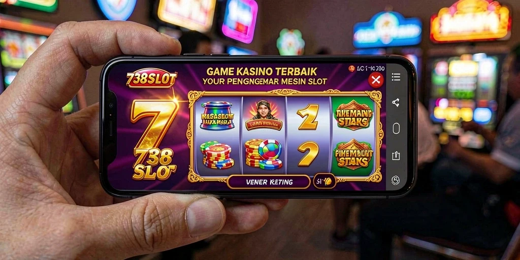 Tangkapan layar utama 738SLOT menampilkan gameplay mesin slot yang menarik.