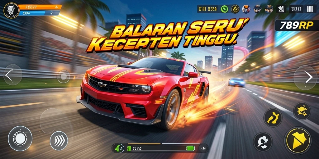 Tampilan gameplay seru di balapan penuh adrenalin.