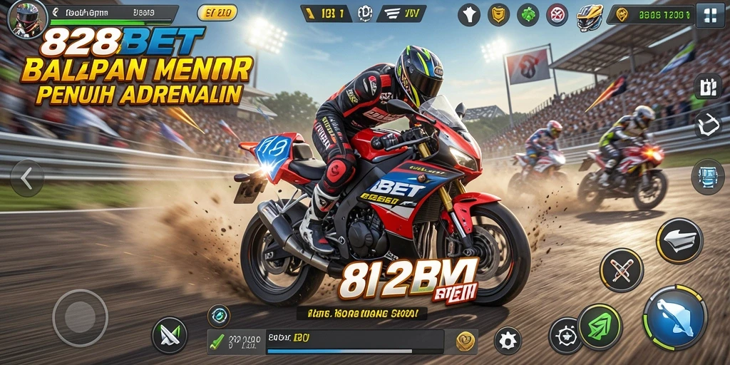 Tampilan gameplay seru dari balapan motor 828BET.