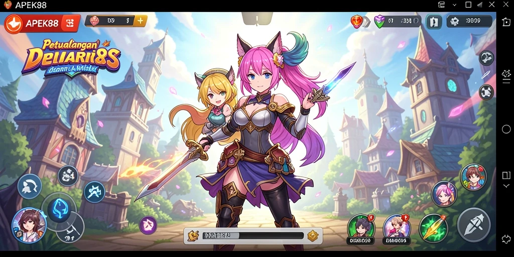Tampilan menarik gameplay APEK88 dengan karakter anime.