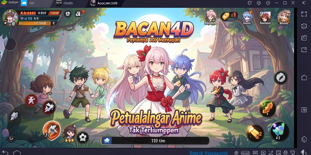 Tampilan gameplay BACAN4D yang menampilkan aksi karakter anime.