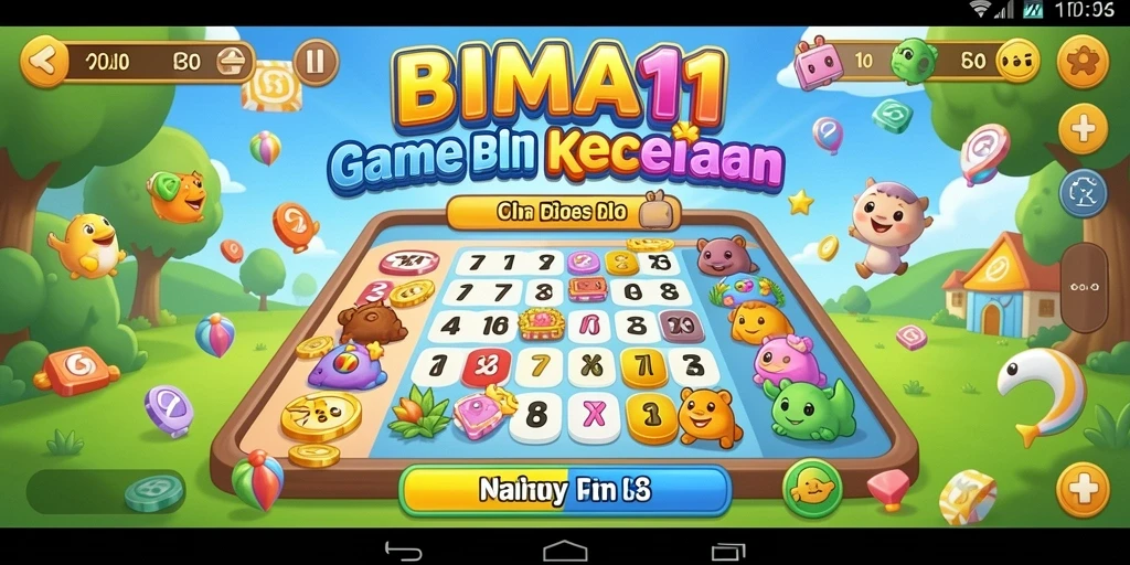 Tampilan gameplay Bingo menarik di BIMA11 dengan tema berwarna-warni.