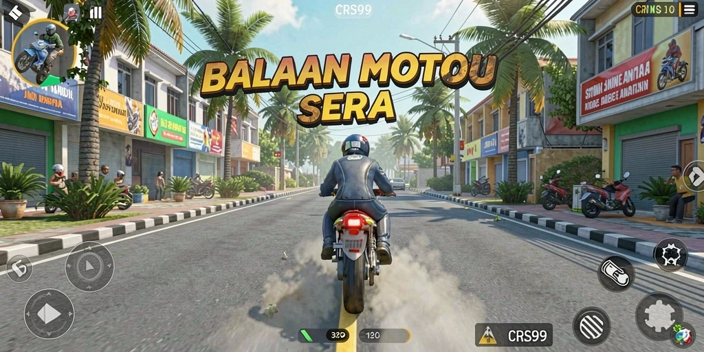Screenshot CRS99 menampilkan balapan motor yang cepat dan seru.