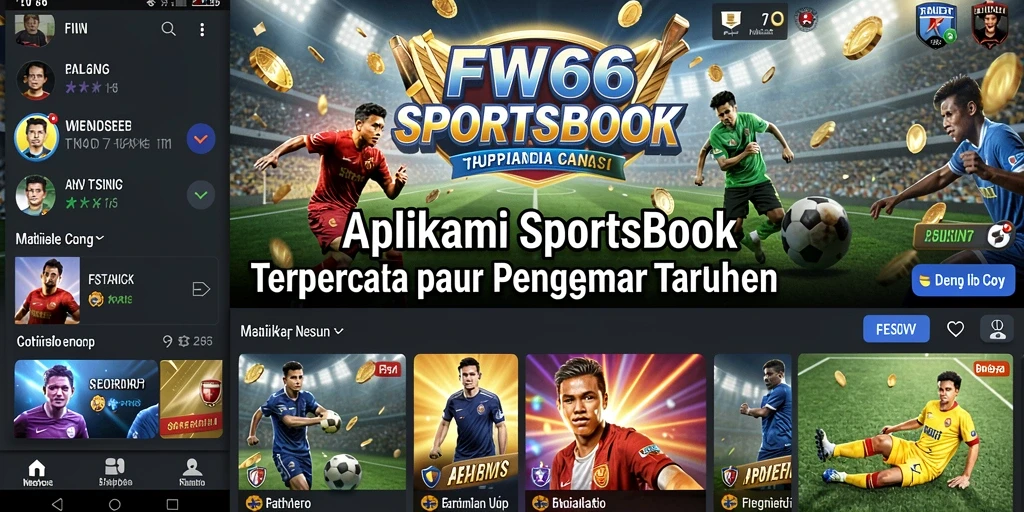 Tangkapan layar utama FW66: Menampilkan fitur taruhan langsung dan analisis olahraga.