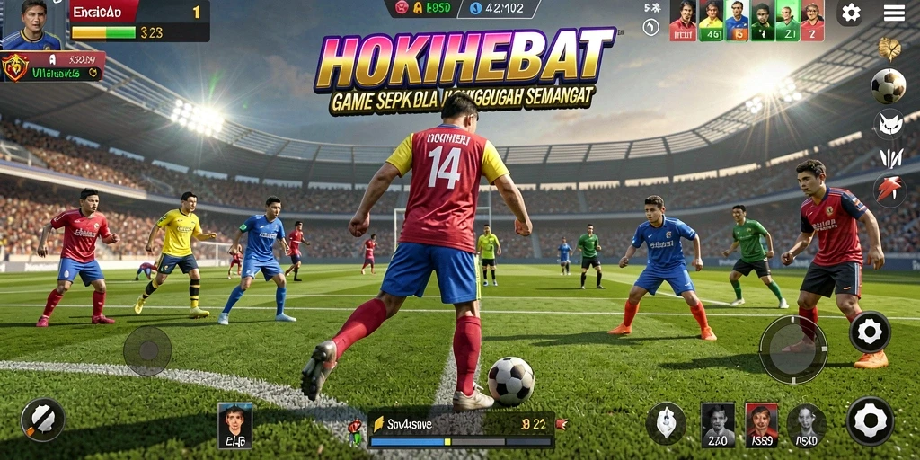 Tampilan gameplay HOKIHEBAT yang mendebarkan saat bertanding di lapangan.