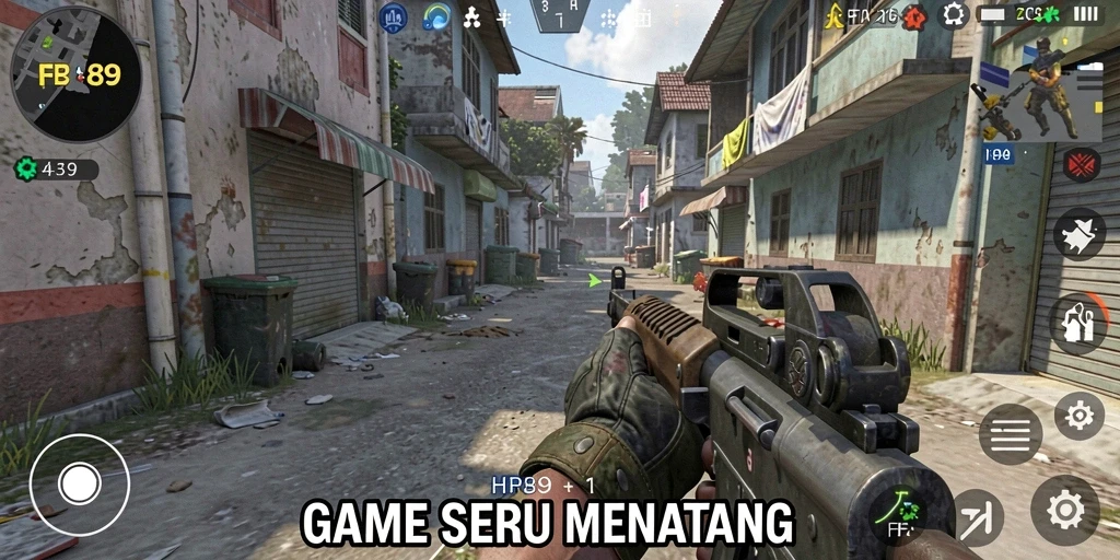 Sebuah screenshot menampilkan aksi seru gameplay FPS di HR89.