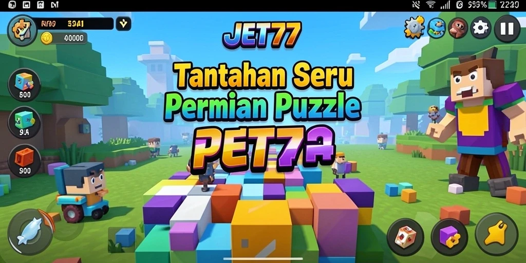 Tampilan gameplay JET77 yang penuh warna dan menantang.