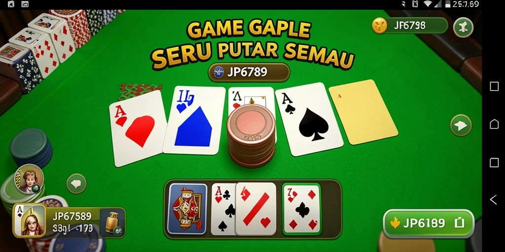 Tampilan gameplay seru di JP6789 yang menampilkan pertandingan Gaple.