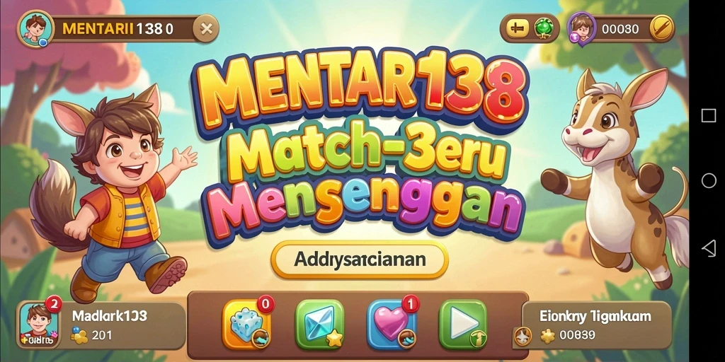 Screenshot gameplay MENTARI138 menampilkan aksi Match-3 yang seru.