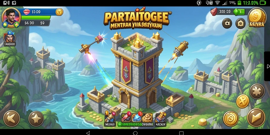 Tampilan gameplay seru di PARTAITOGEL dengan strategi pertahanan menara.
