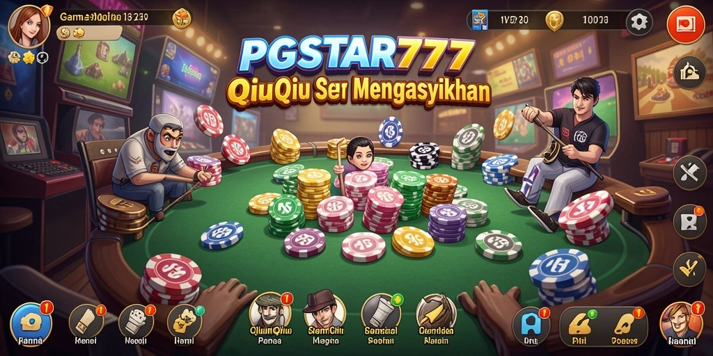 Tampilan gameplay seru dari PGSTAR777 yang menggambarkan permainan QiuQiu.