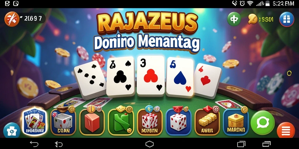 Tampilan menarik dari gameplay domino RAJAZEUS yang seru.