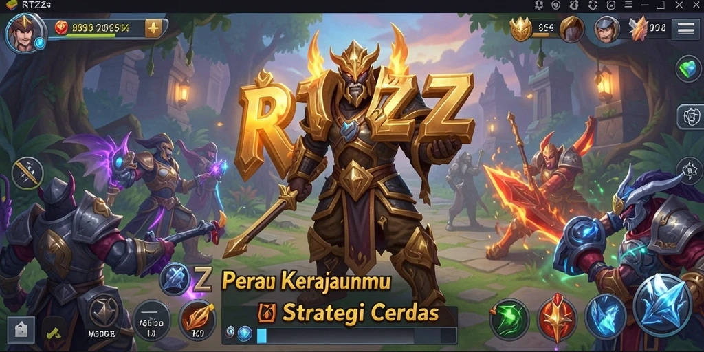 Tampilan screenshot gameplay RTZZ dengan menara pertahanan yang strategis.