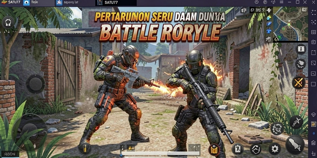 Tampilan seru saat bermain SATU77 di arena Battle Royale.