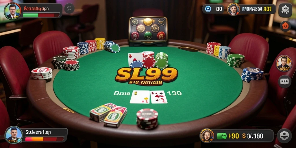 Screenshot SL999 menampilkan pengaturan permainan poker yang menarik.