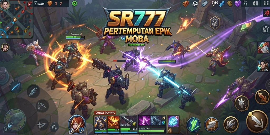 Tampilan epik dari pertempuran di SR777 MOBA.