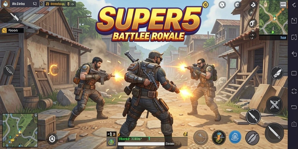 Screenshot gameplay SUPER5 menampilkan aksi pertarungan yang seru dan mendebarkan.