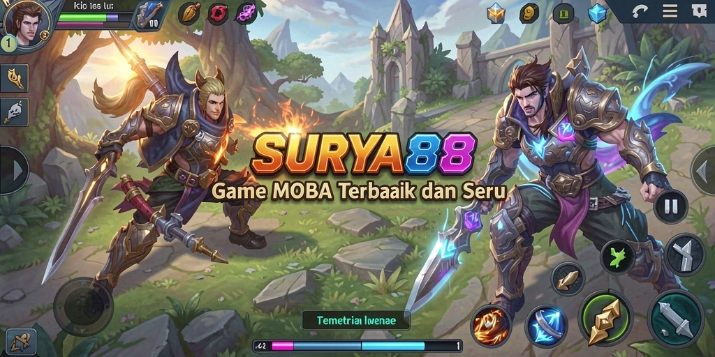 Tampilan gameplay yang seru dalam SURYA88 dengan tim bertarung.