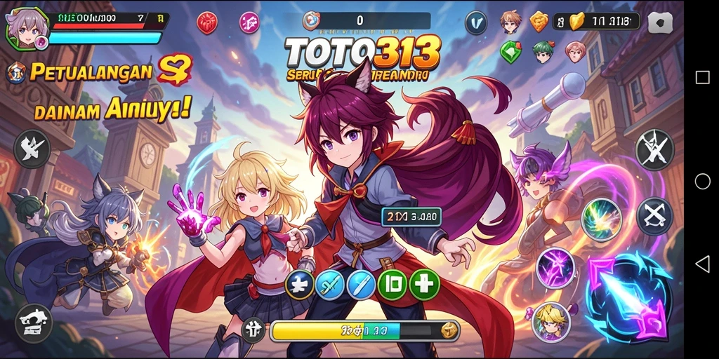 Tampilan gameplay seru TOTO313 dengan karakter anime yang menarik.