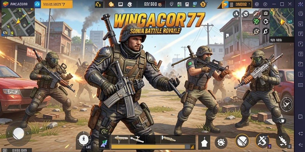 Screenshot gameplay WINGACOR77 menampilkan aksi mendebarkan dalam pertempuran Battle Royale.