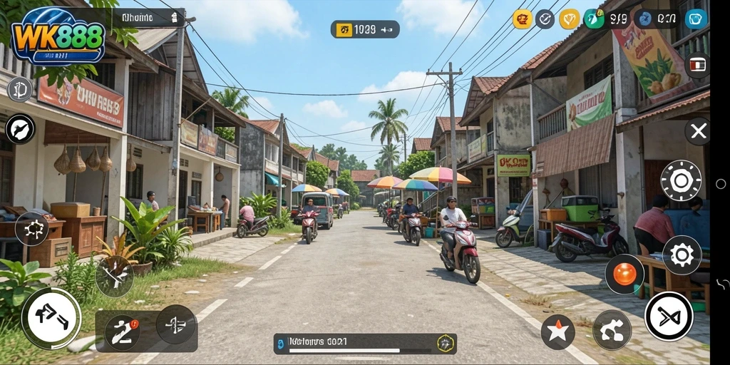 Tampilan gameplay simulasi yang interaktif dan menawan dari WK888.